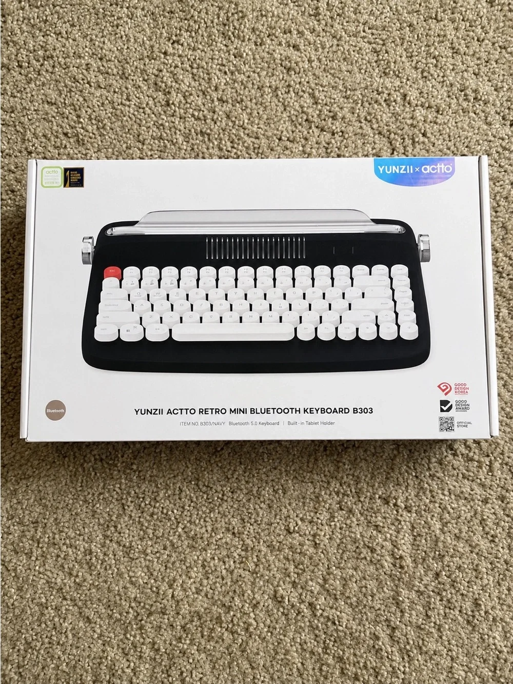 Retro Mini Bluetooth Keyboard B303 - Navy blue